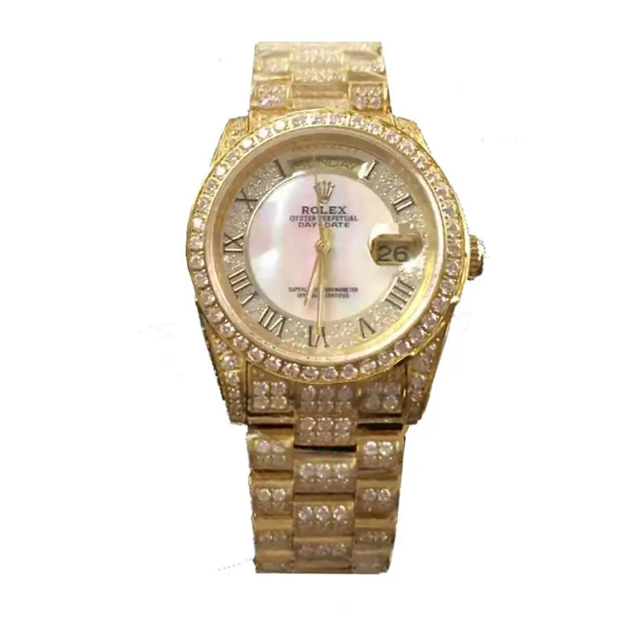 Rolex Datejust Yellow Gold Diamond Roman Dial Iced Out 116626 Replica