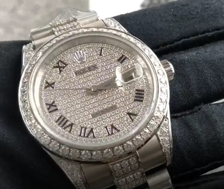 Rolex Datejust White Gold Diamond Dial Iced out 116622 Replica