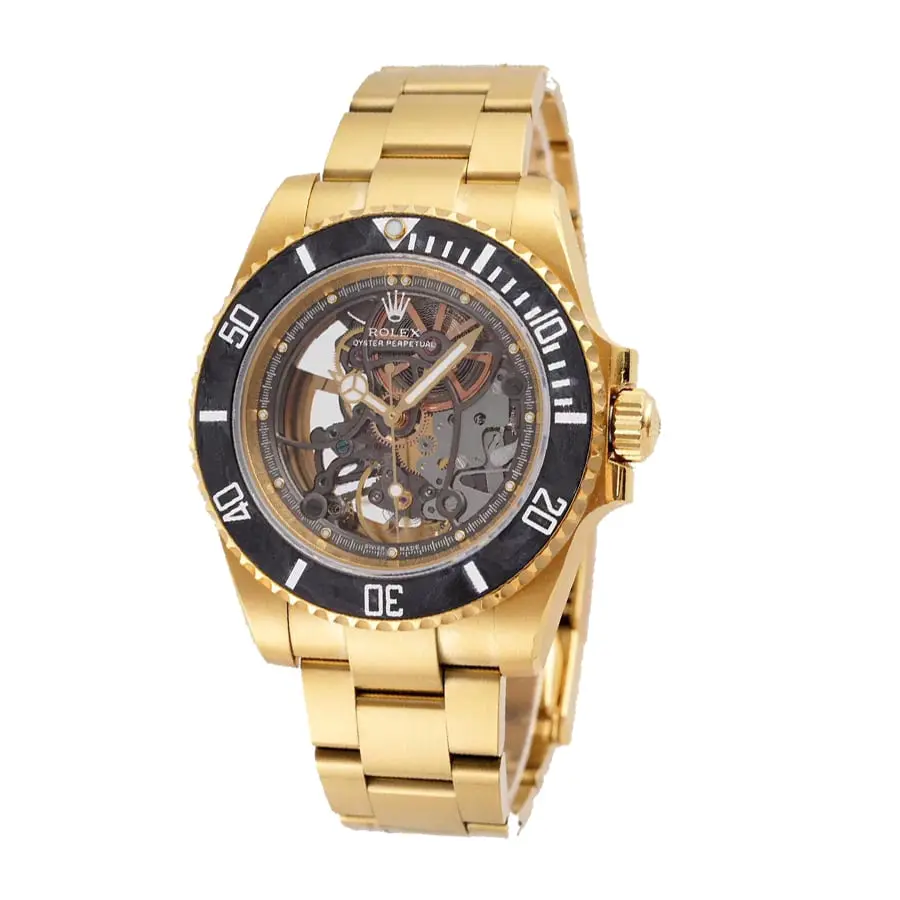 Rolex Oyster Perpetual Skeleton Dial Steel Gold 114200 Replica